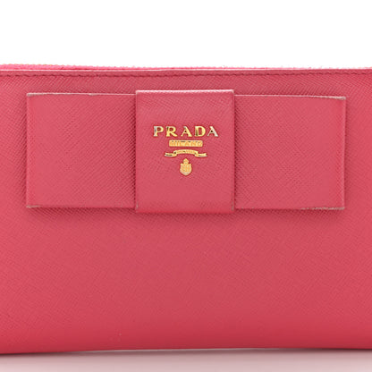 Prada Saffiano Fiocco Bow Zip Around Wallet Peonia 7 of 11