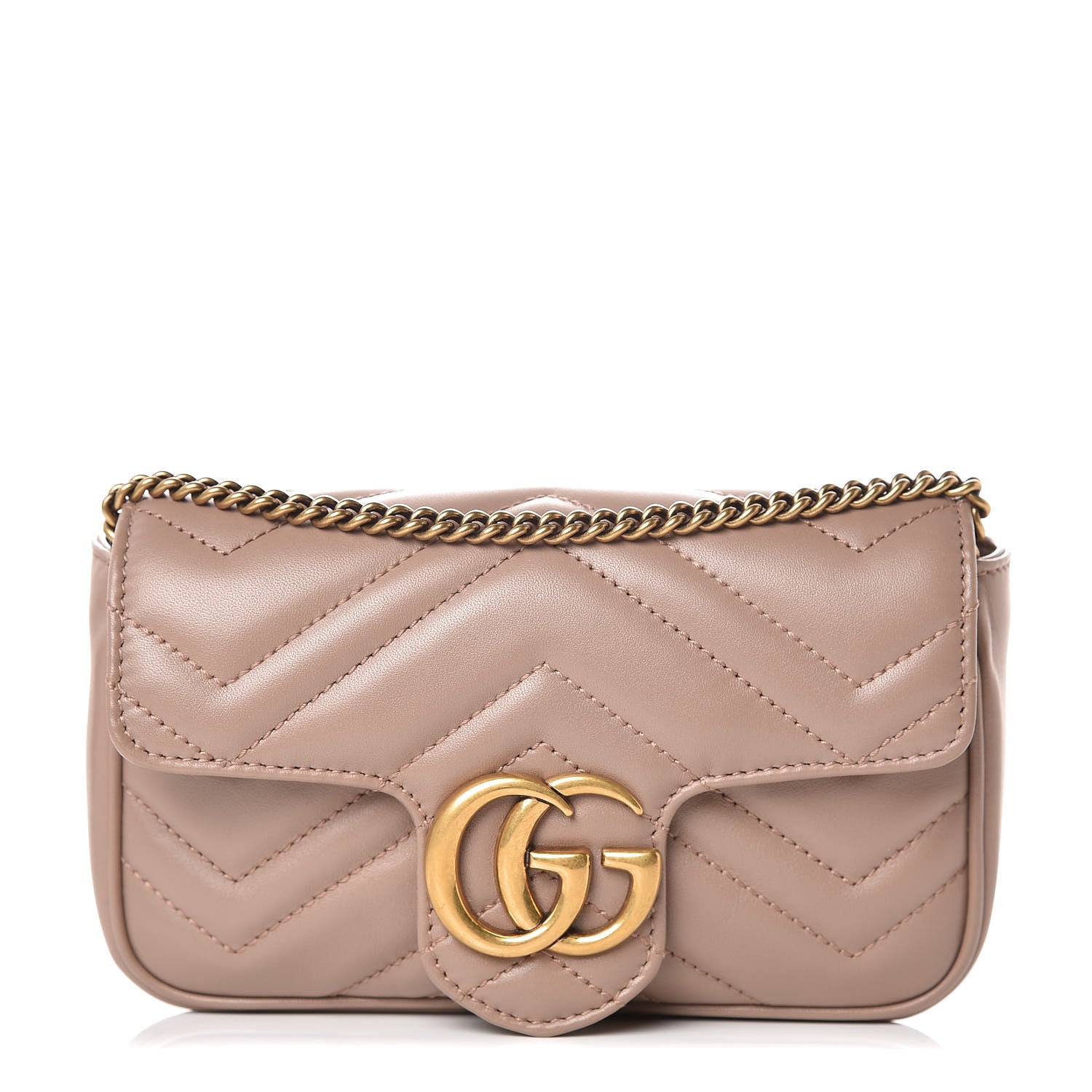 Gucci Calfskin Matelasse Super Mini GG Marmont Shoulder Bag Porcelain Rose 1 of 10