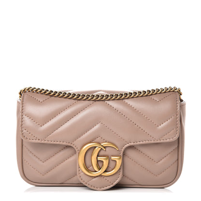 Gucci Calfskin Matelasse Super Mini GG Marmont Shoulder Bag Porcelain Rose 1 of 10