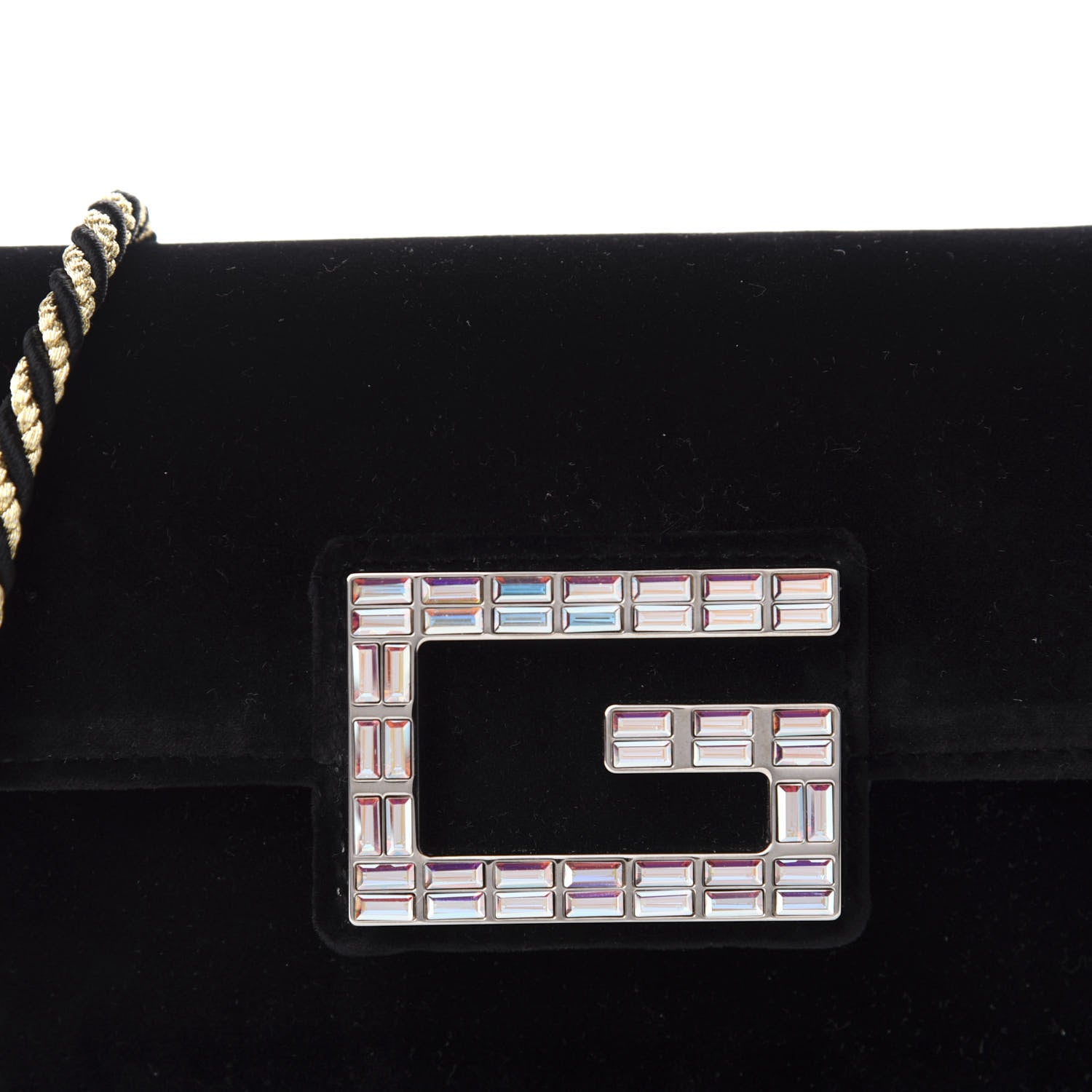 Gucci Velvet Crystal Square G Shoulder Bag Black 10 of 11