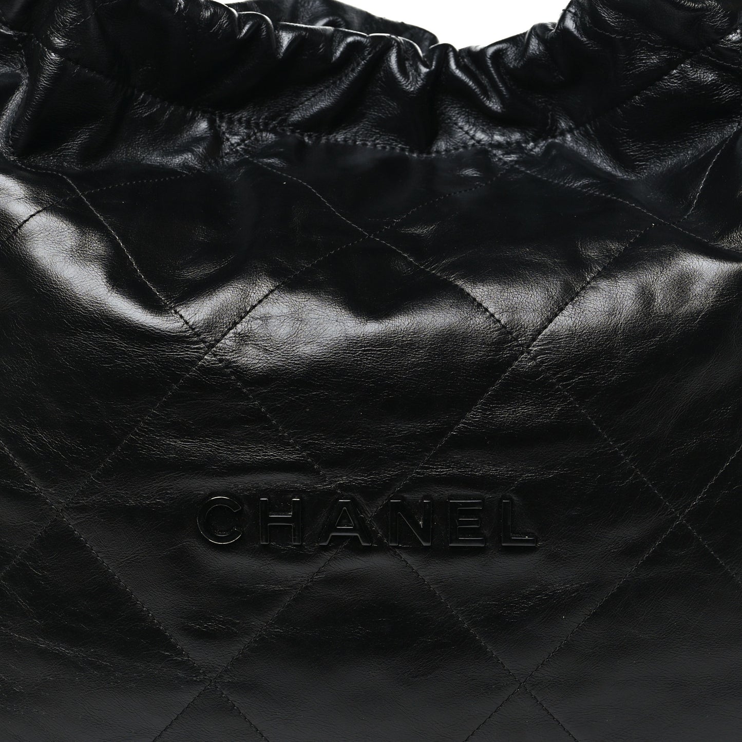 Shiny Calfskin Quilted Large Chanel 22 So Black
