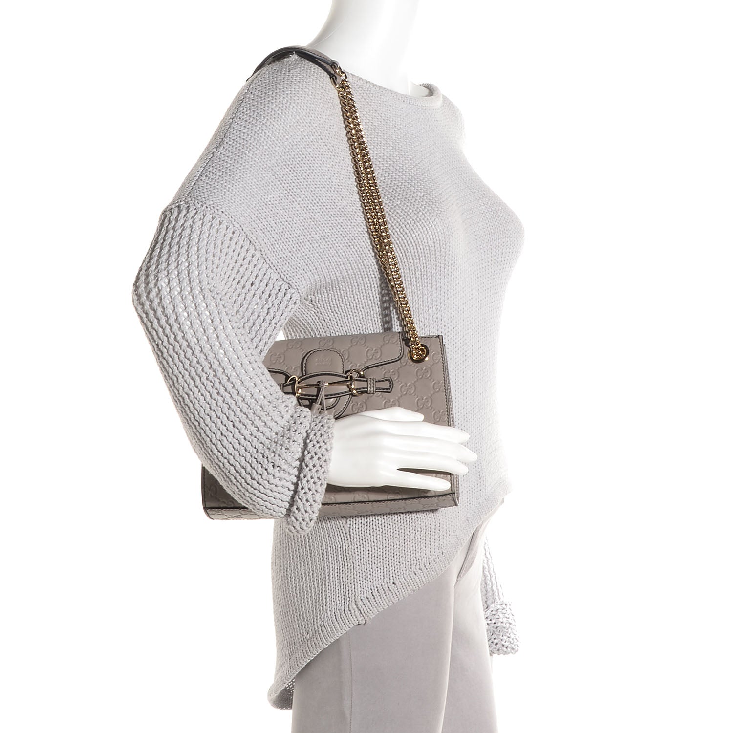 Gucci Guccissima Small Emily Chain Shoulder Bag Storm Grey 2 of 7