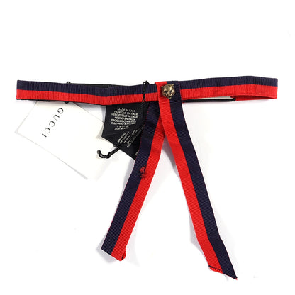 Gucci Grosgrain Web Feline Neck Bow Blue Red 1 of 4