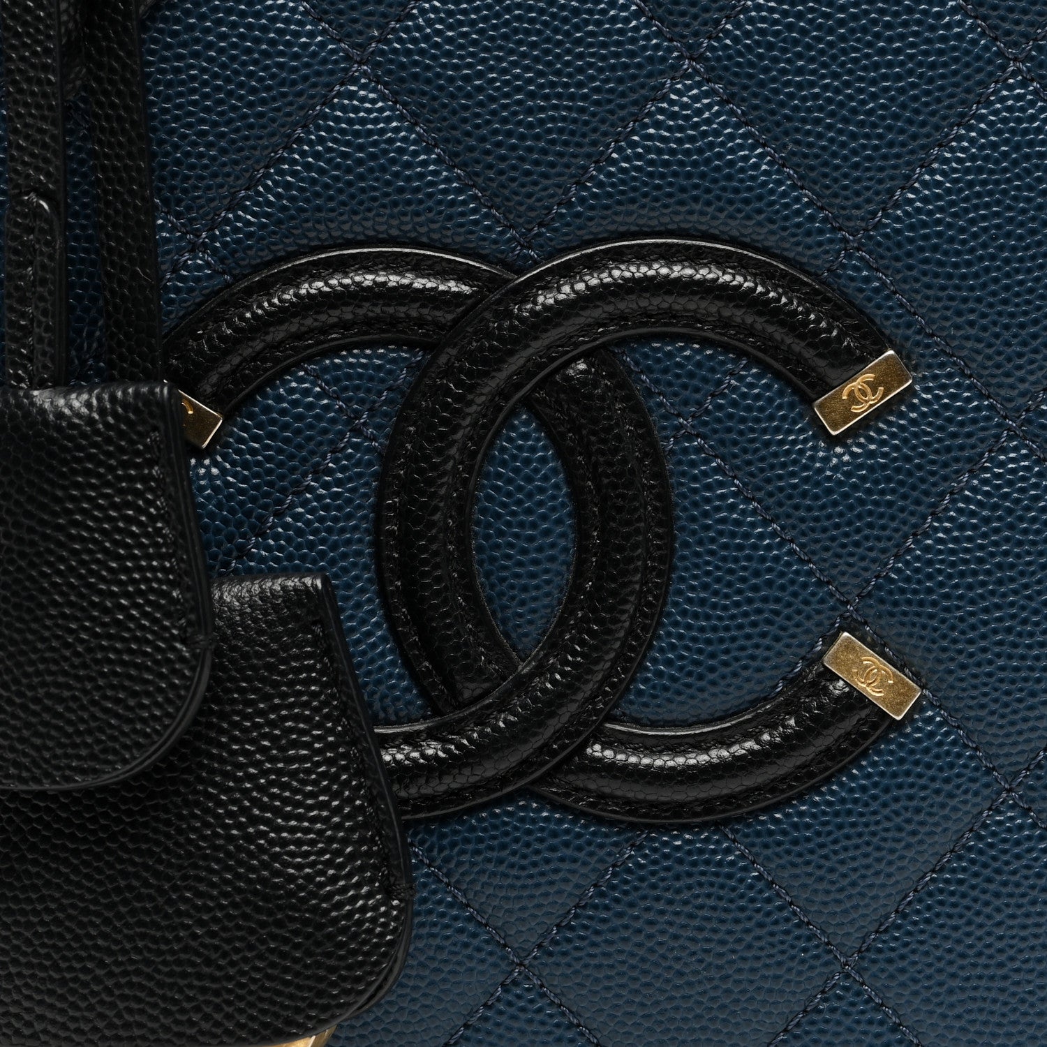 Chanel Caviar Quilted Medium CC Filigree Vanity Case Navy Black 8 of 10