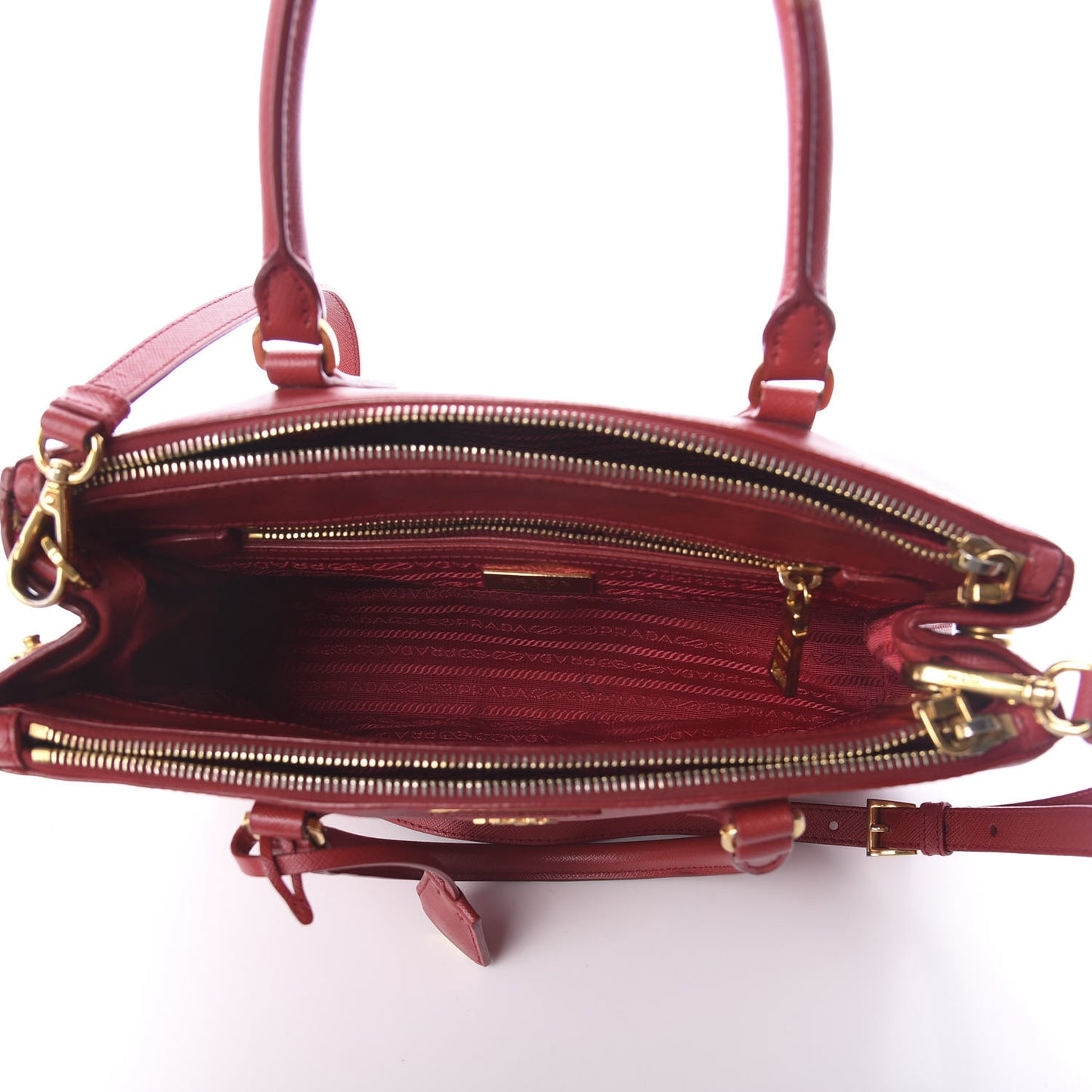 Saffiano Small Galleria Double Zip Tote Fuoco