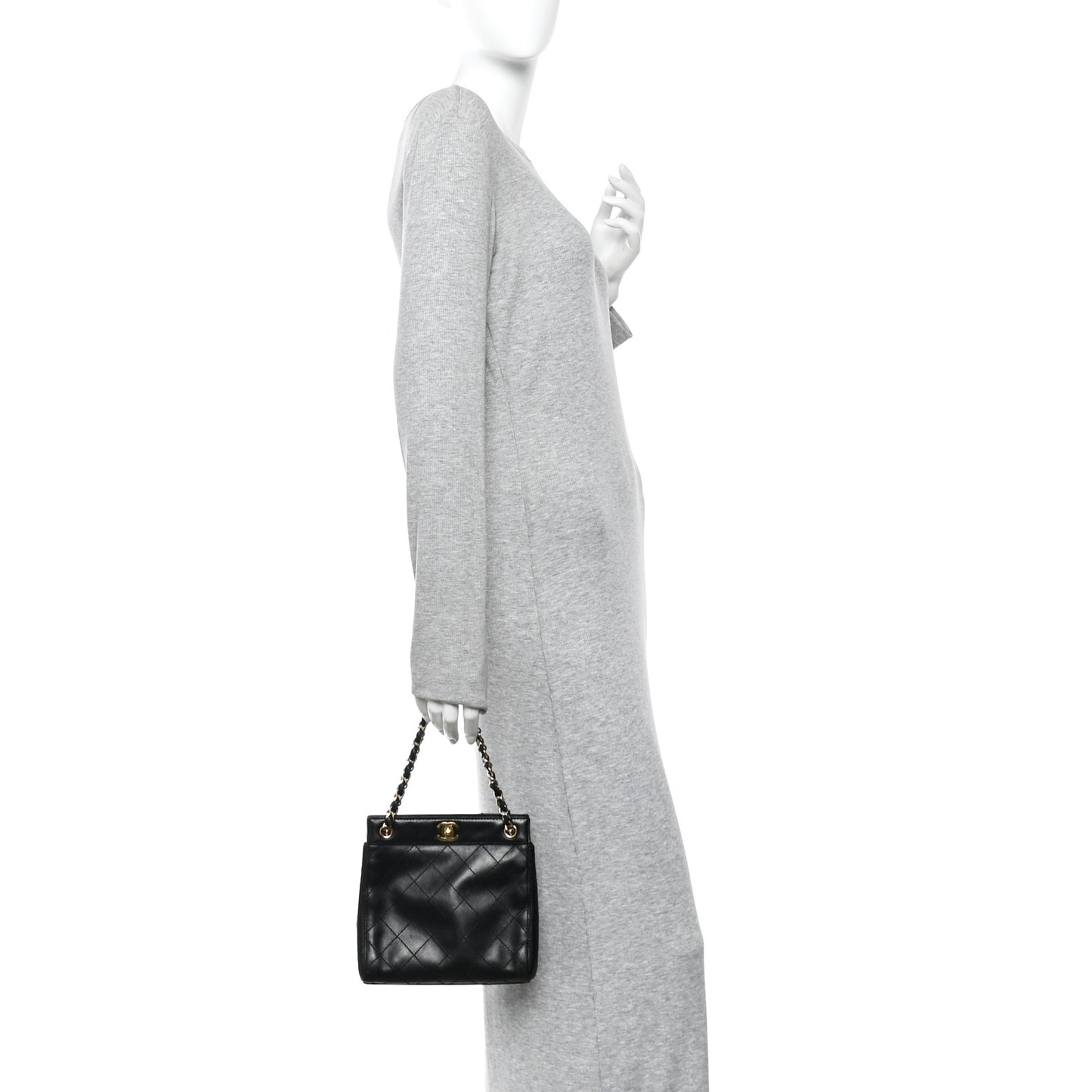 Lambskin Stitched Small Tote Black
