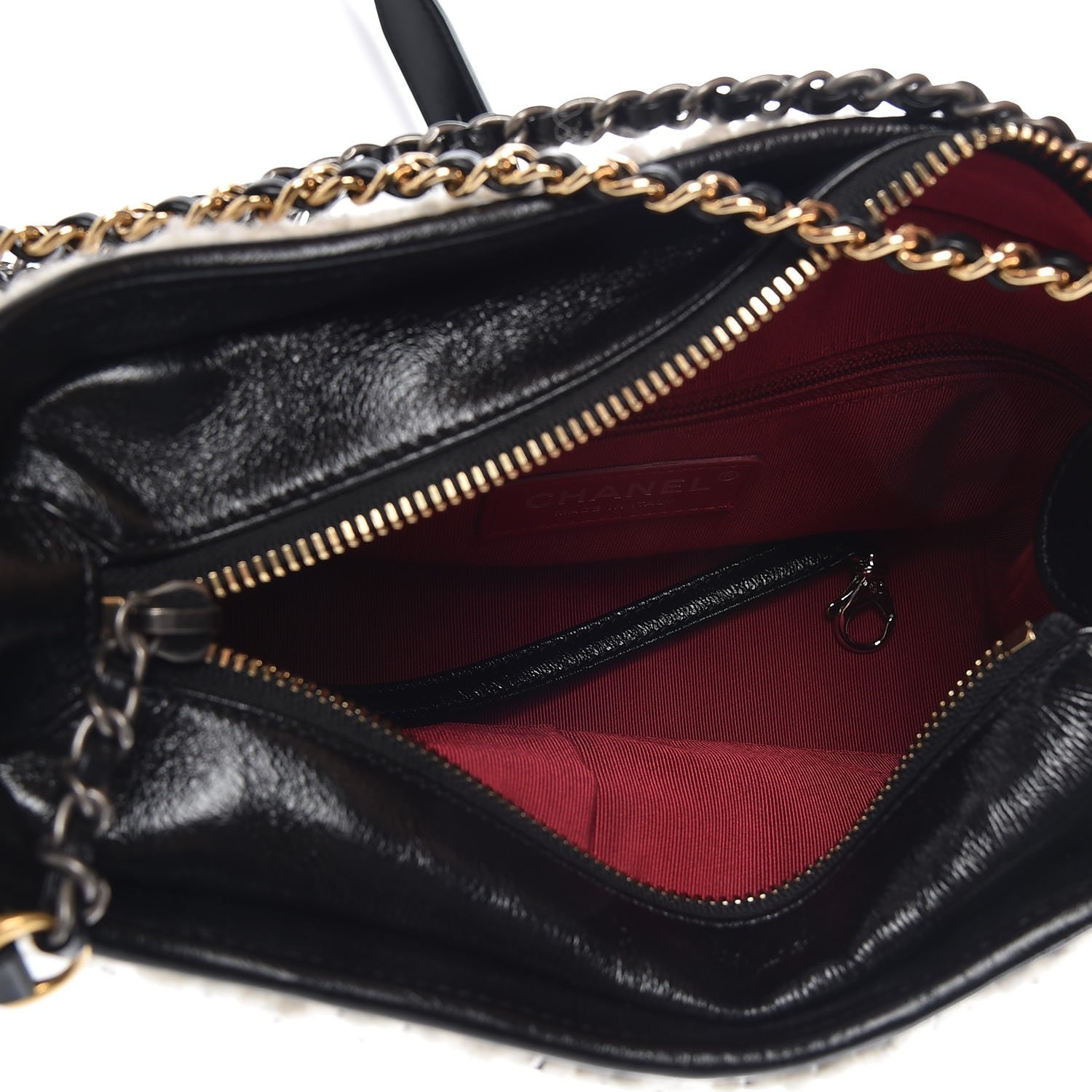 Chanel Tweed Calfskin Quilted Small Gabrielle Hobo Ivory Black 6 of 8