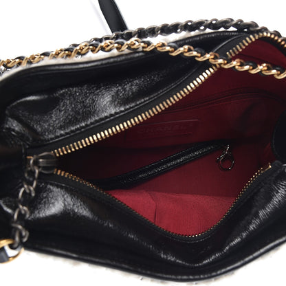 Chanel Tweed Calfskin Quilted Small Gabrielle Hobo Ivory Black 6 of 8
