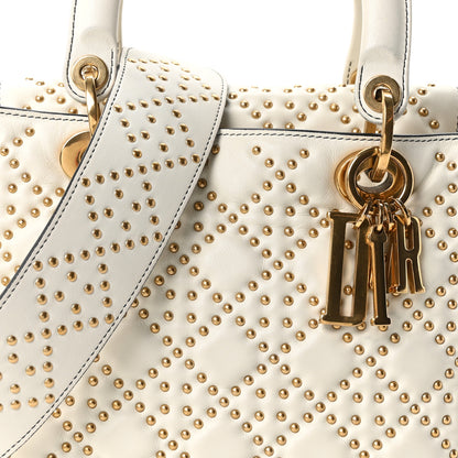 Christian Dior Calfskin Cannage Studded Medium Supple Lady Dior White 8 of 10