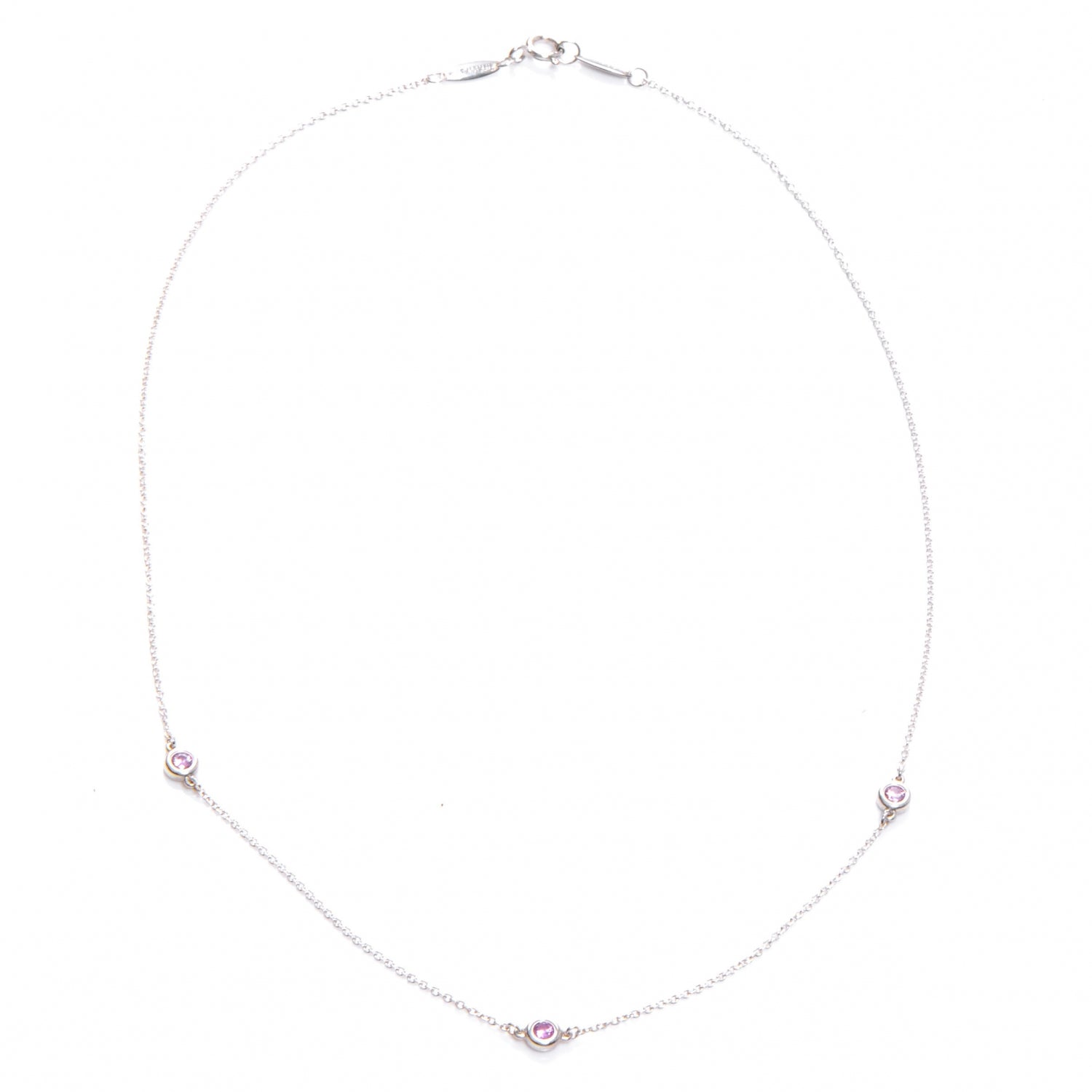 Tiffany Sterling Silver Elsa Peretti Color By The Yard Pink Sapphire Necklace 3 of 5