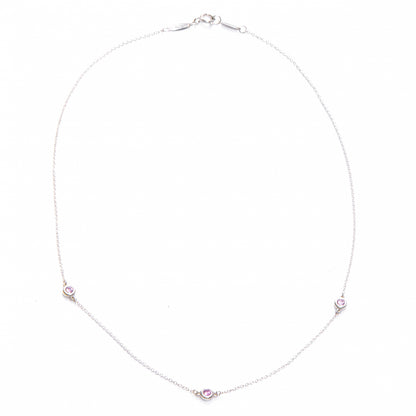 Tiffany Sterling Silver Elsa Peretti Color By The Yard Pink Sapphire Necklace 3 of 5