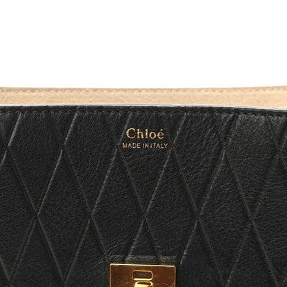 Chloe Calfskin Diamond Embossed Drew Shoulder Bag Black 9 of 10
