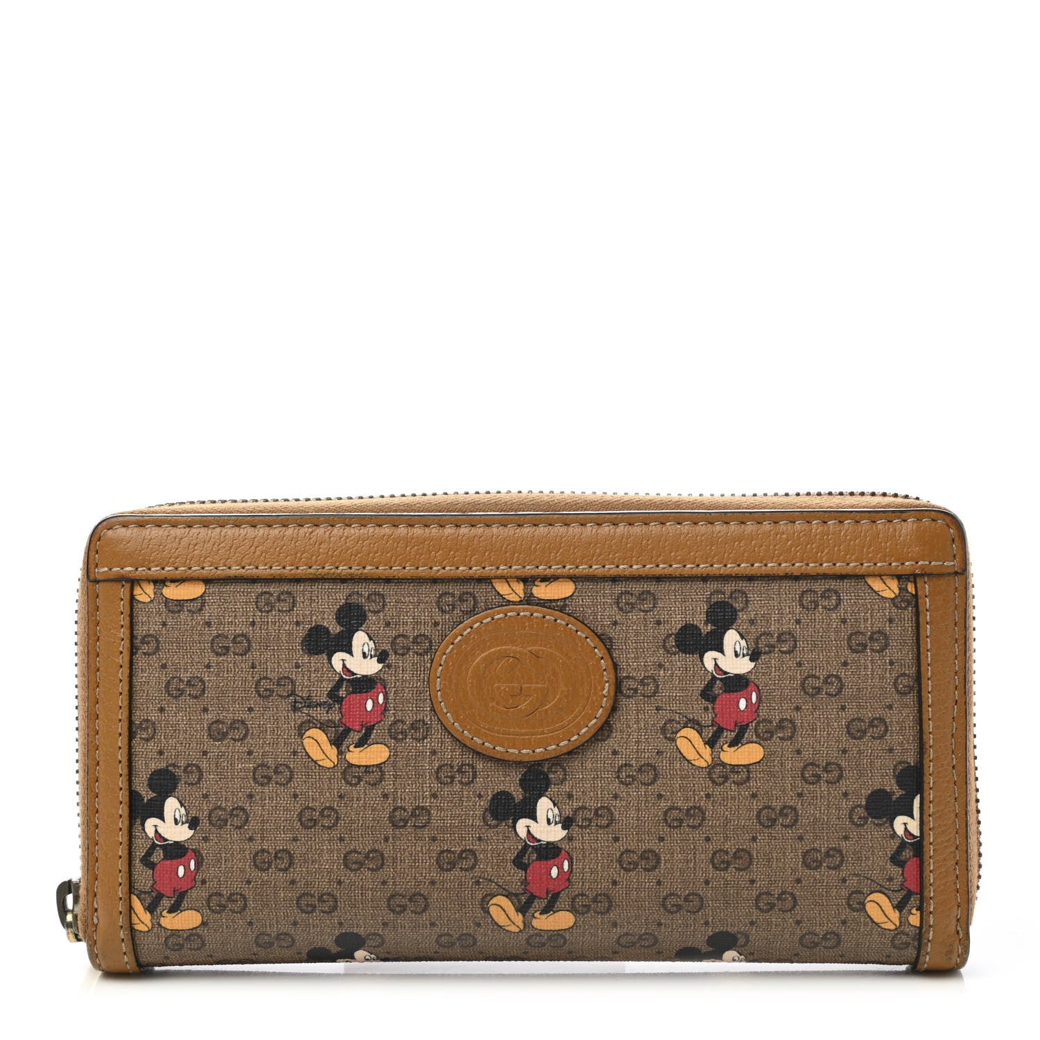 Gucci X DISNEY Mini Vintage GG Supreme Monogram Mickey Mouse Zip Around Wallet Beige Vintage Sun Oil 1 of 9