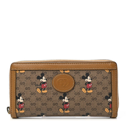 Gucci X DISNEY Mini Vintage GG Supreme Monogram Mickey Mouse Zip Around Wallet Beige Vintage Sun Oil 1 of 9