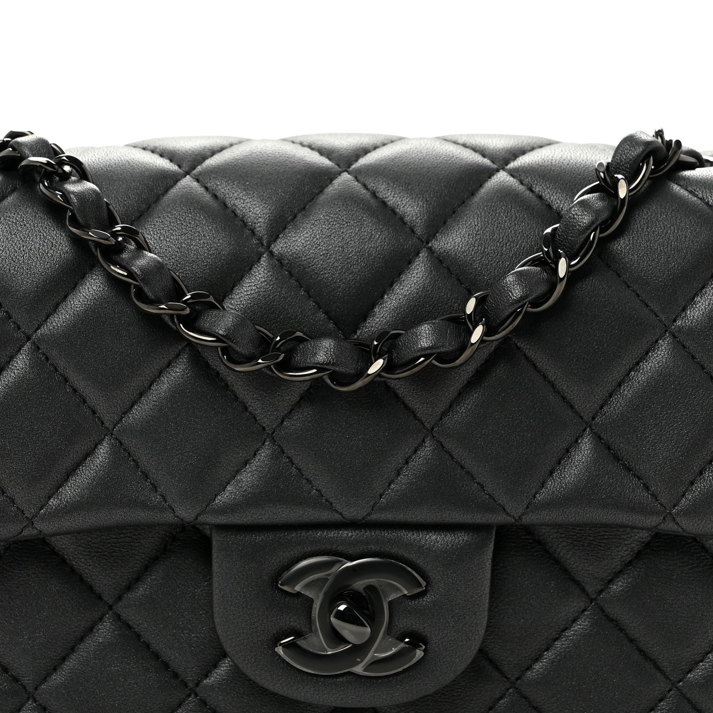 Lambskin Quilted Mini Rectangular Flap So Black