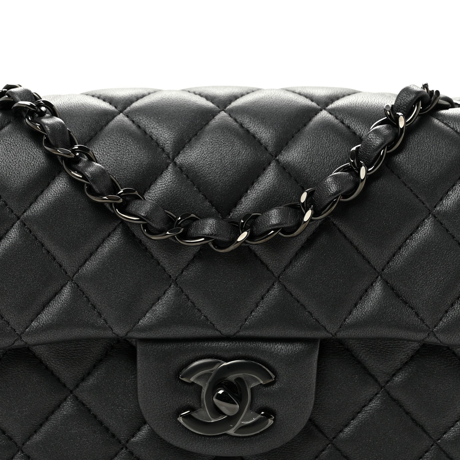 Chanel Lambskin Quilted Mini Rectangular Flap So Black 8 of 11