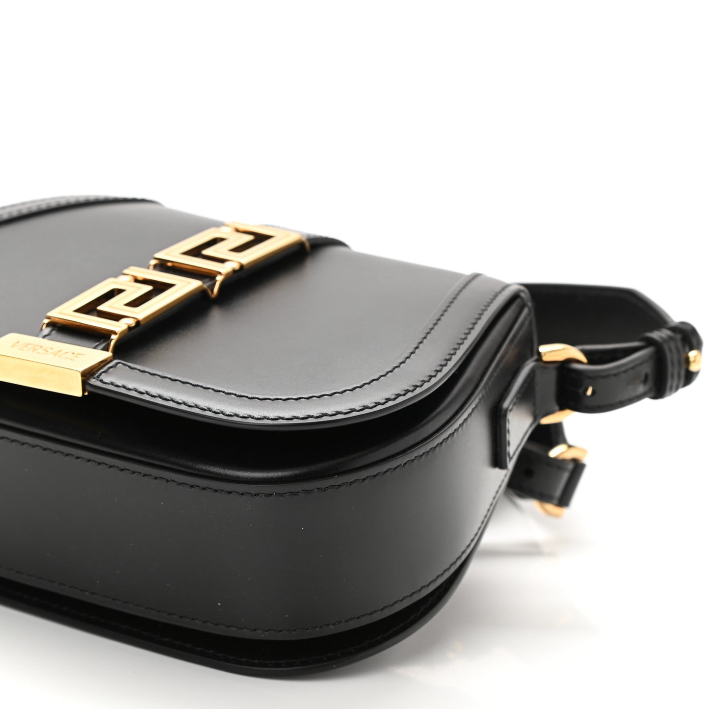 Calfskin Small Greca Goddess Shoulder Bag Black