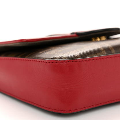 Fendi Glazed Fabric Vitello Century FF 1974 Stamp Patch Mini Double F Crossbody Bag Mogano Panna Fragola 9 of 10