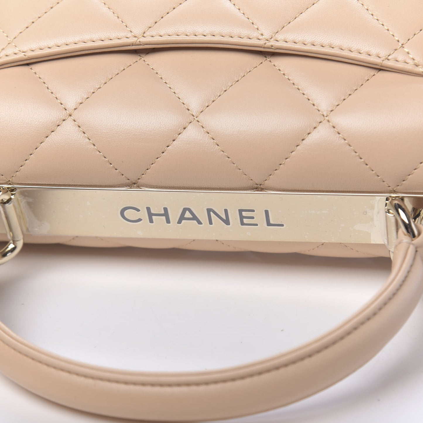 Lambskin Quilted Small Trendy CC Dual Handle Flap Bag Beige