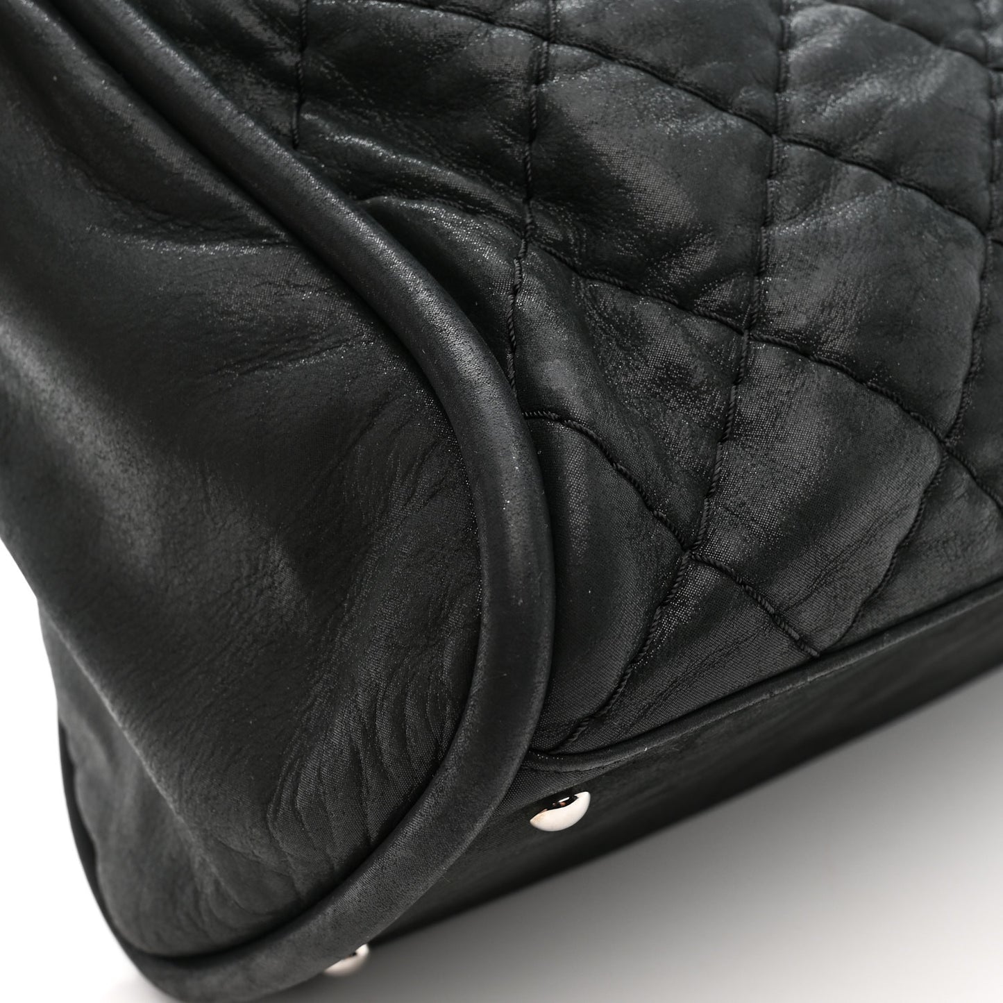 Iridescent Calfskin Quilted Relax CC Shoulder Bag Black