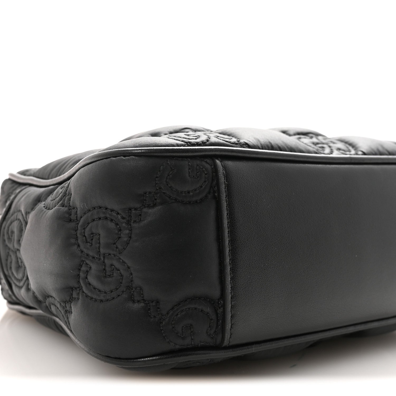 Gucci Nylon Calfskin Enamel GG Matelasse Shoulder Bag Black 8 of 9