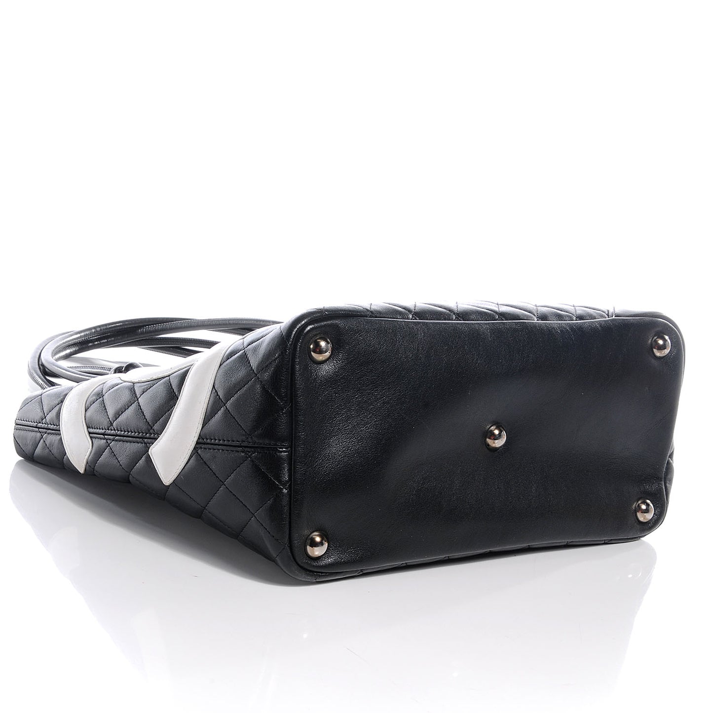 Calfskin Quilted Large Cambon Tote Black White