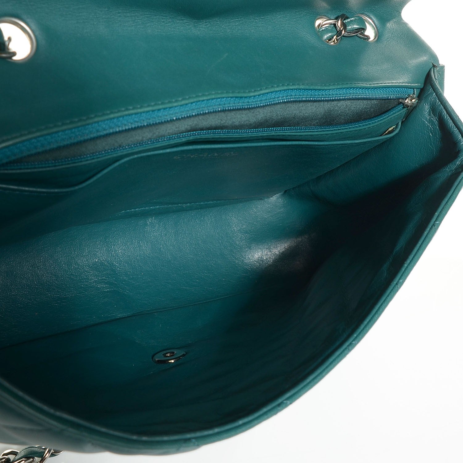 Chanel Lambskin Quilted Jumbo Double Flap Turquoise 5 of 8