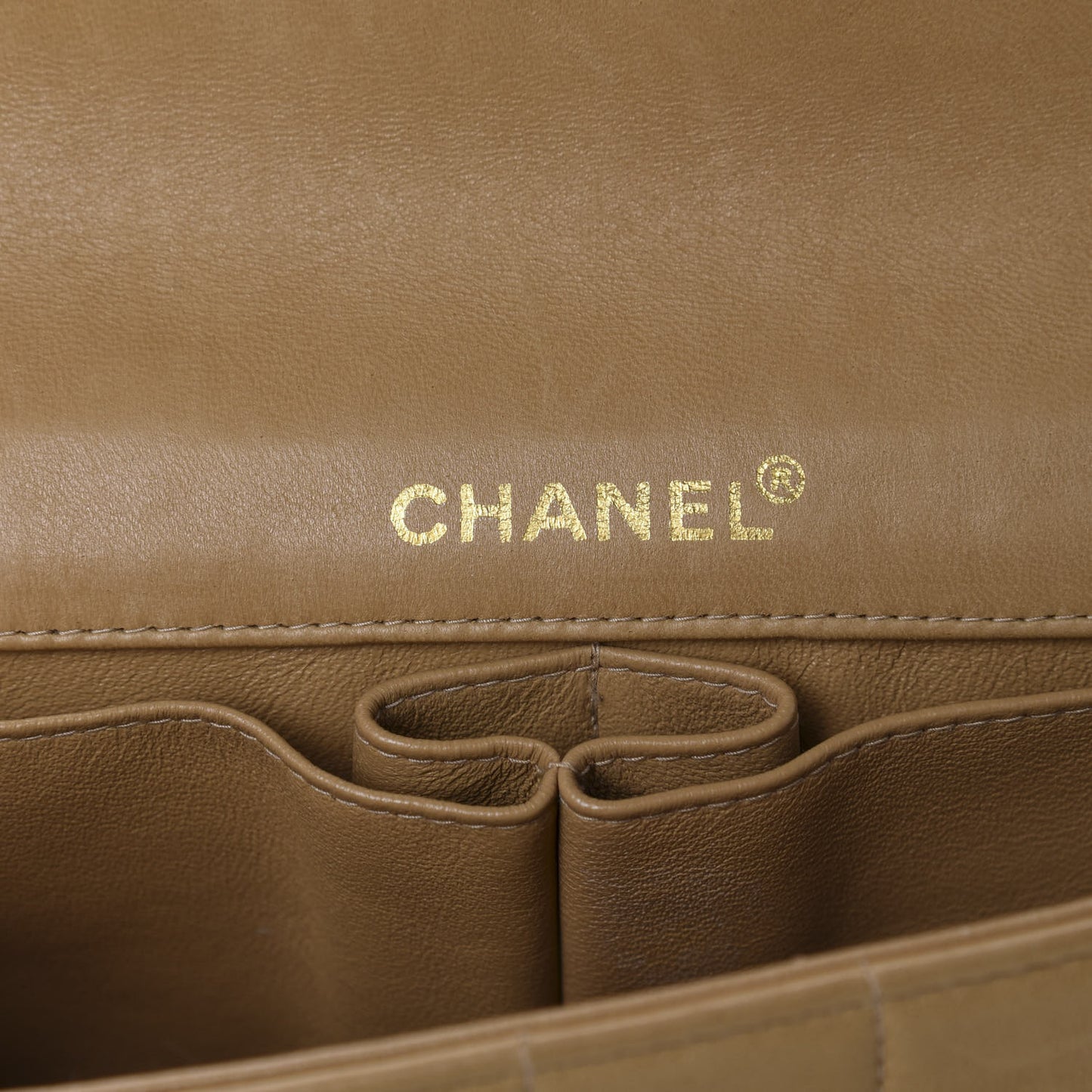 Lambskin East West Chocolate Bar Flap Beige