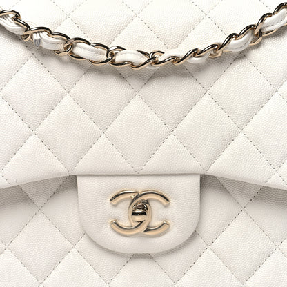 Chanel Caviar Quilted Jumbo Double Flap White 8 of 10