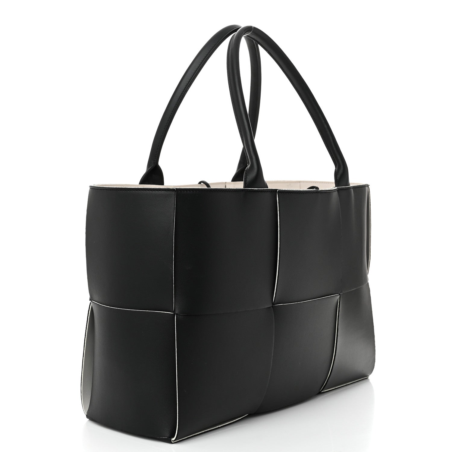 Bottega Veneta Nappa Maxi Intrecciato Medium Arco Tote Black White 4 of 11