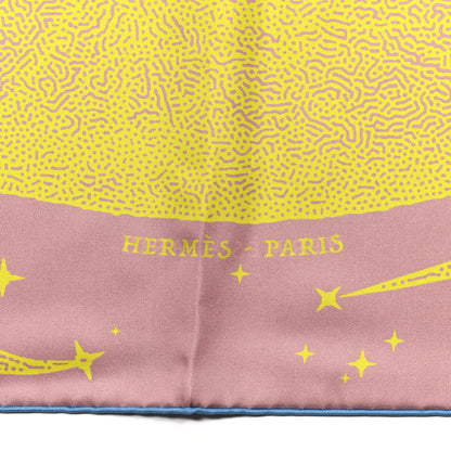 Hermes Silk Double Face Clair De Lune Scarf 90 Vieux Rose Jaune 6 of 10