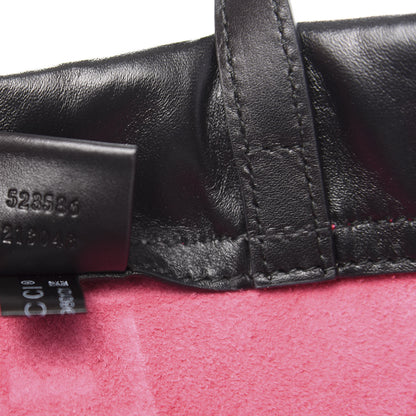 Gucci Grained Calfskin Logo Drawstring Backpack Box Pink Green Black 9 of 12