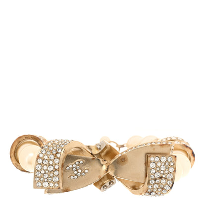 Chanel Pearl Crystal CC Bow Bracelet Gold 1 of 8