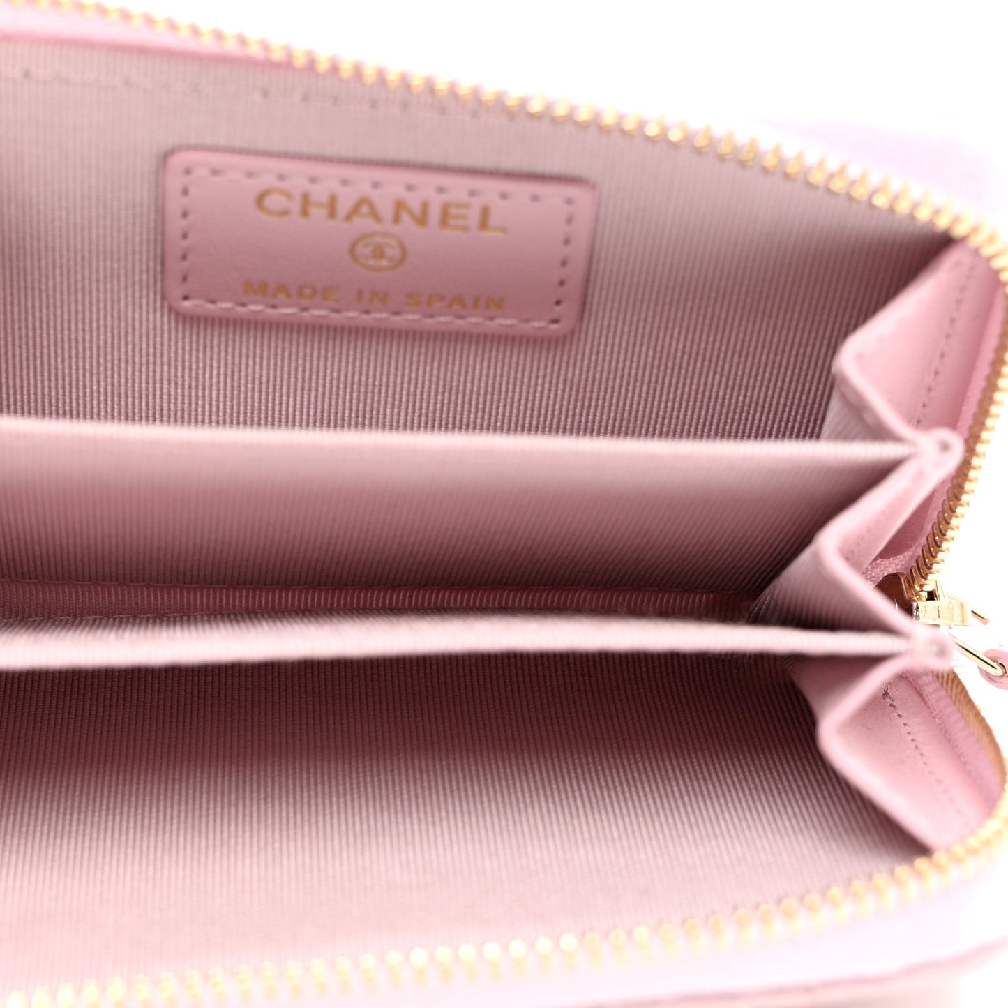 Caviar Quilted Zip Coin Purse Light Pink