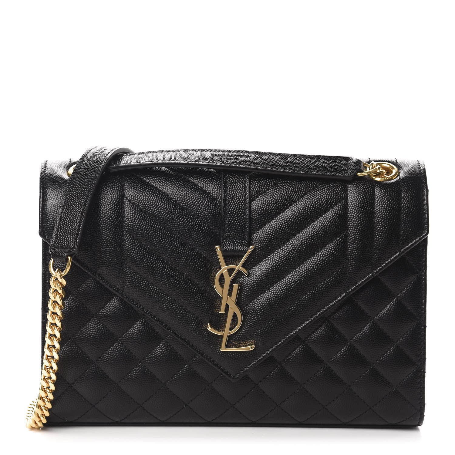Saint Laurent Grain De Poudre Textured Mixed Matelasse Triquilt Medium Monogram Satchel Black 1 of 12