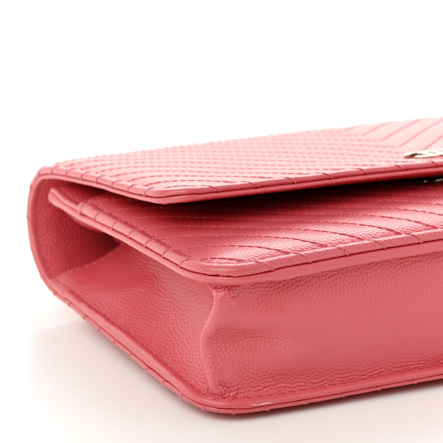 Chanel Caviar Chevron Quilted Wallet On Chain WOC Pink 9 of 11