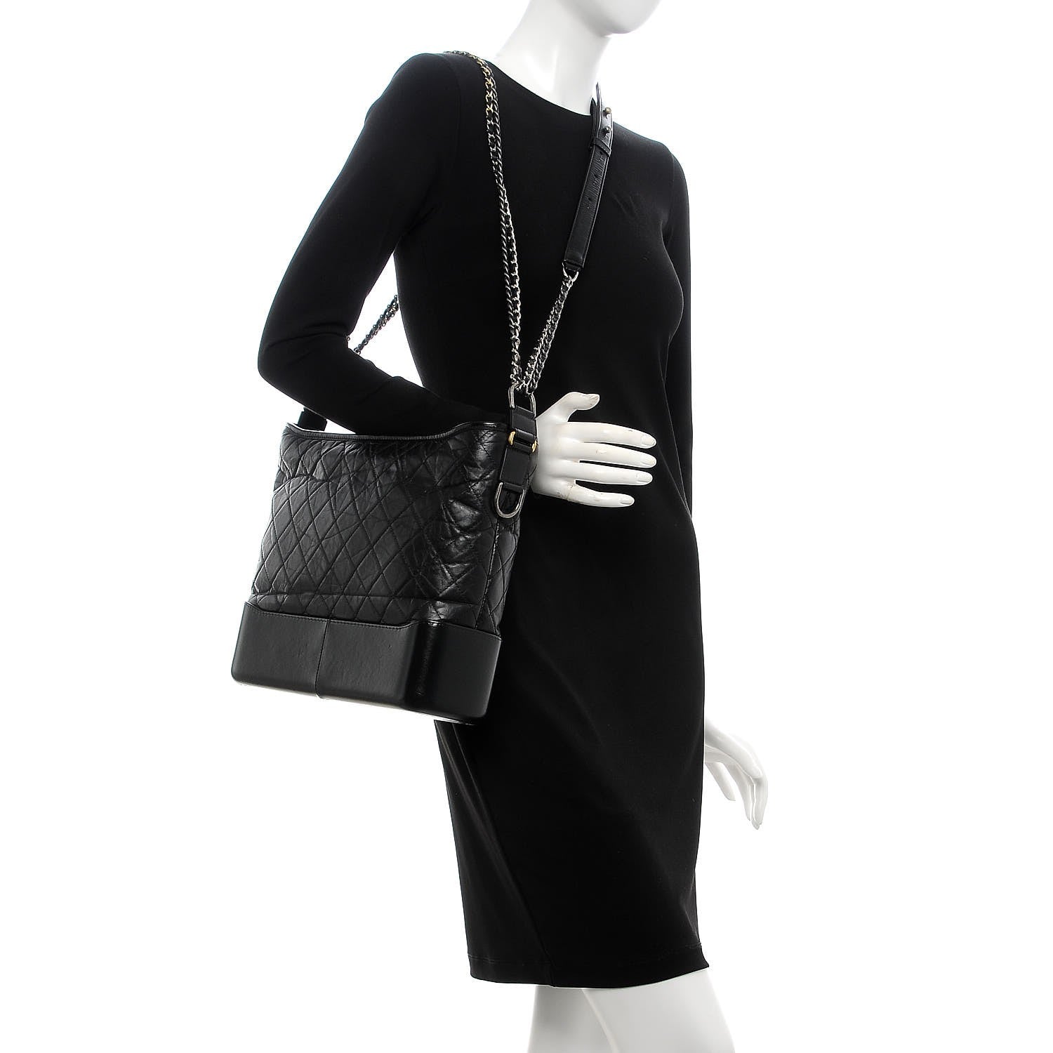Chanel Aged Calfskin Quilted Large Gabrielle Hobo Black 3 of 10