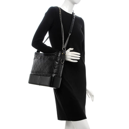 Chanel Aged Calfskin Quilted Large Gabrielle Hobo Black 3 of 10