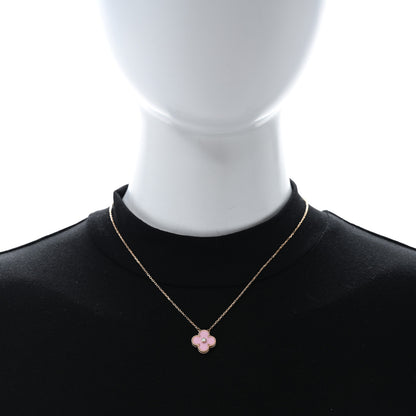 Van Cleef & Arpels VAN CLEEF & ARPELS 18K Rose Gold Diamond Pink Porcelain Vintage Alhambra Pendant Necklace 3 of 4