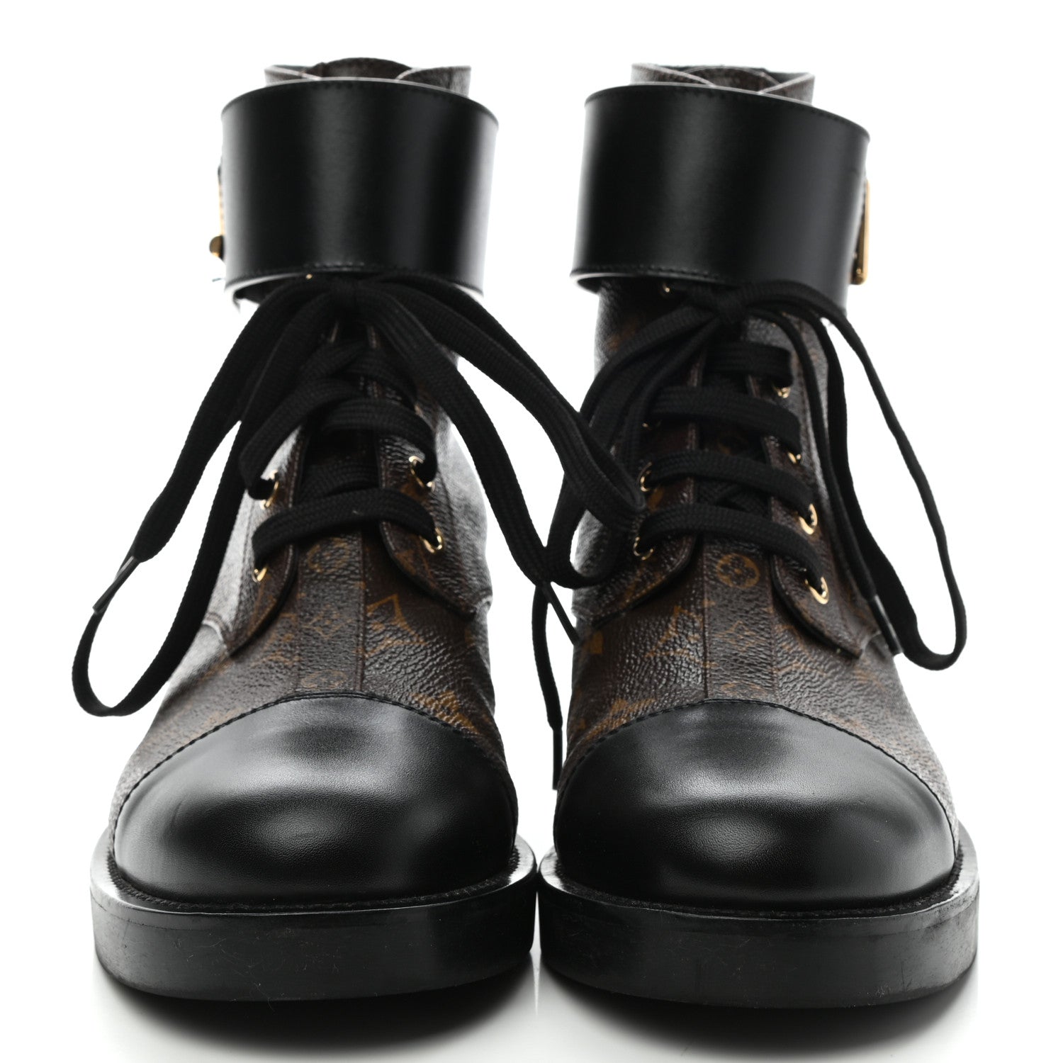 Louis Vuitton Calfskin Monogram Wonderland Flat Ranger Boots 38.5 Black 2 of 7