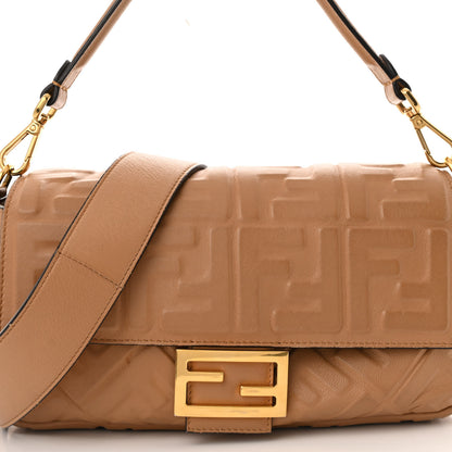 Fendi Nappa FF 1974 Embossed Baguette Miele Scuro 8 of 15