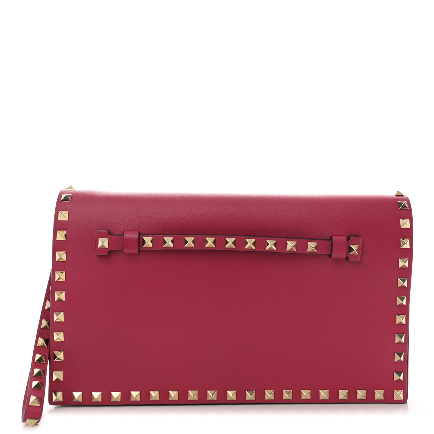 Nappa Rockstud Wristlet Clutch Fuxia