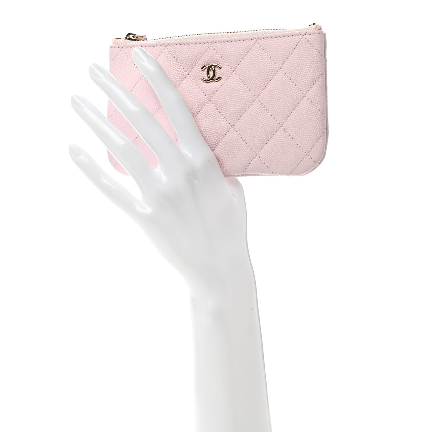 Caviar Quilted Small Cosmetic Case Light Pink