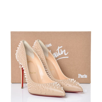 Christian Louboutin Nappa Studded Escarpic 100 Pumps 37.5 Nude Apricot 8 of 8
