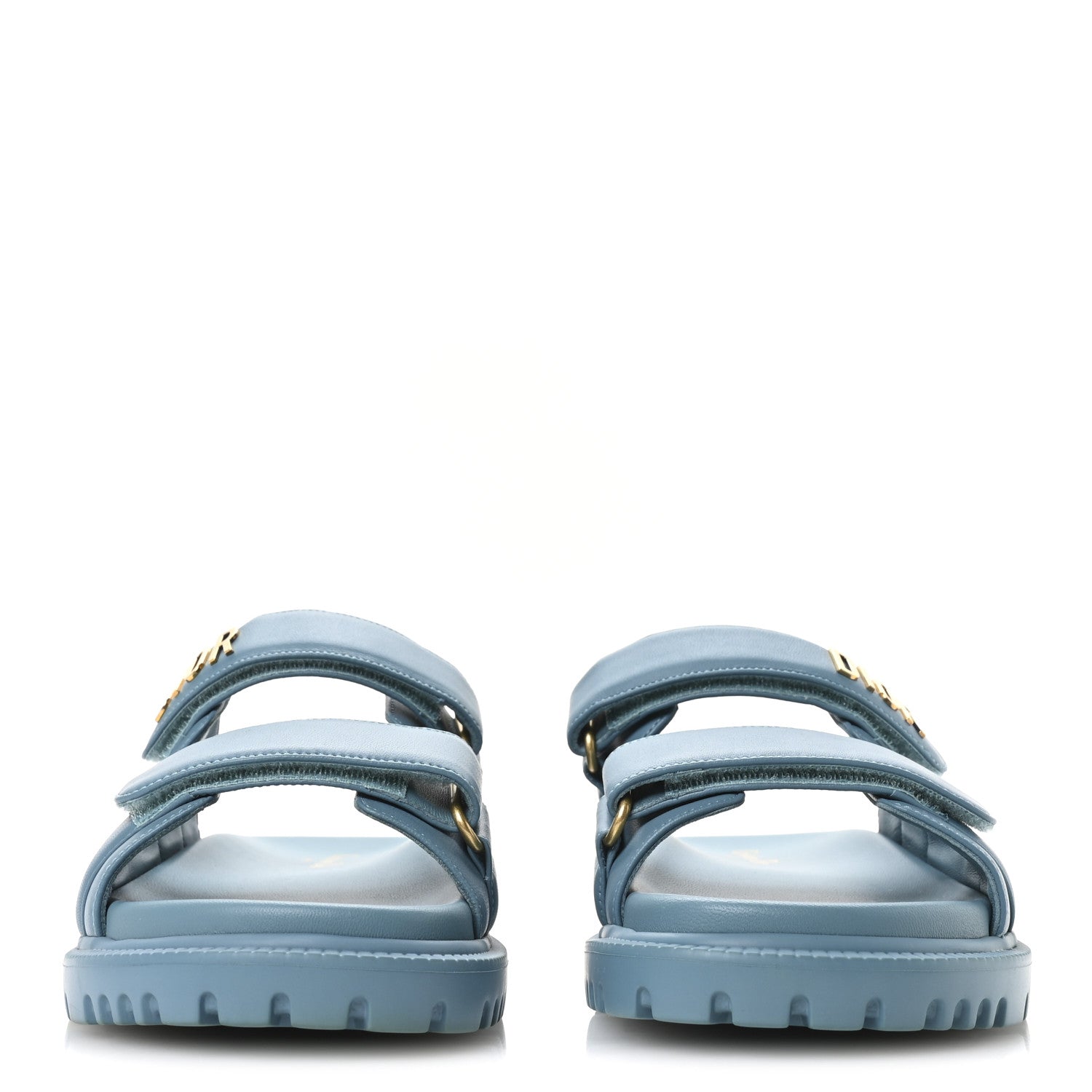 Christian Dior Lambskin Dioract 10mm Slide Sandals 37.5 Dusty Sky 3 of 8