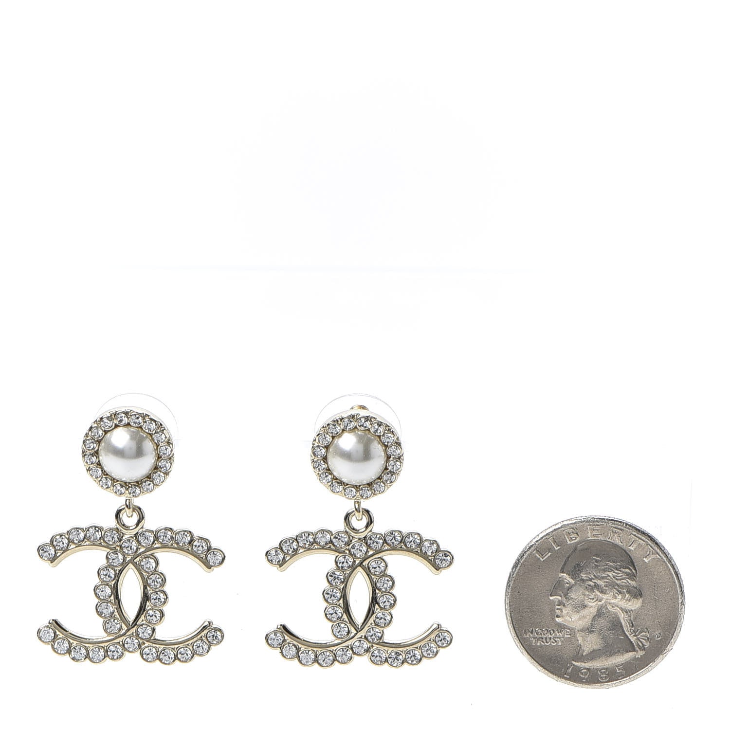 Chanel Crystal Pearl Bow-tiful CC Drop Earrings Gold 2 of 4
