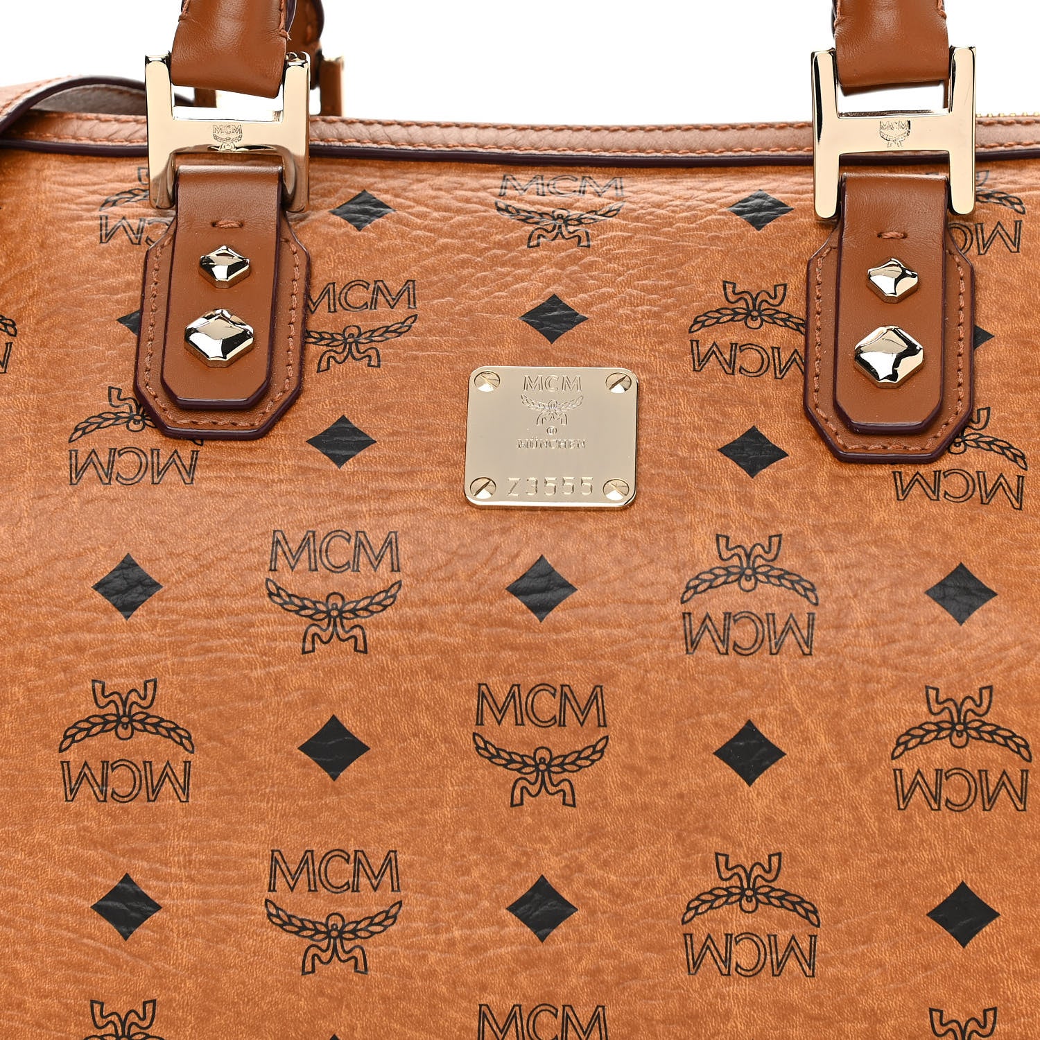 MCM Visetos Essential Boston Bag Cognac 10 of 12
