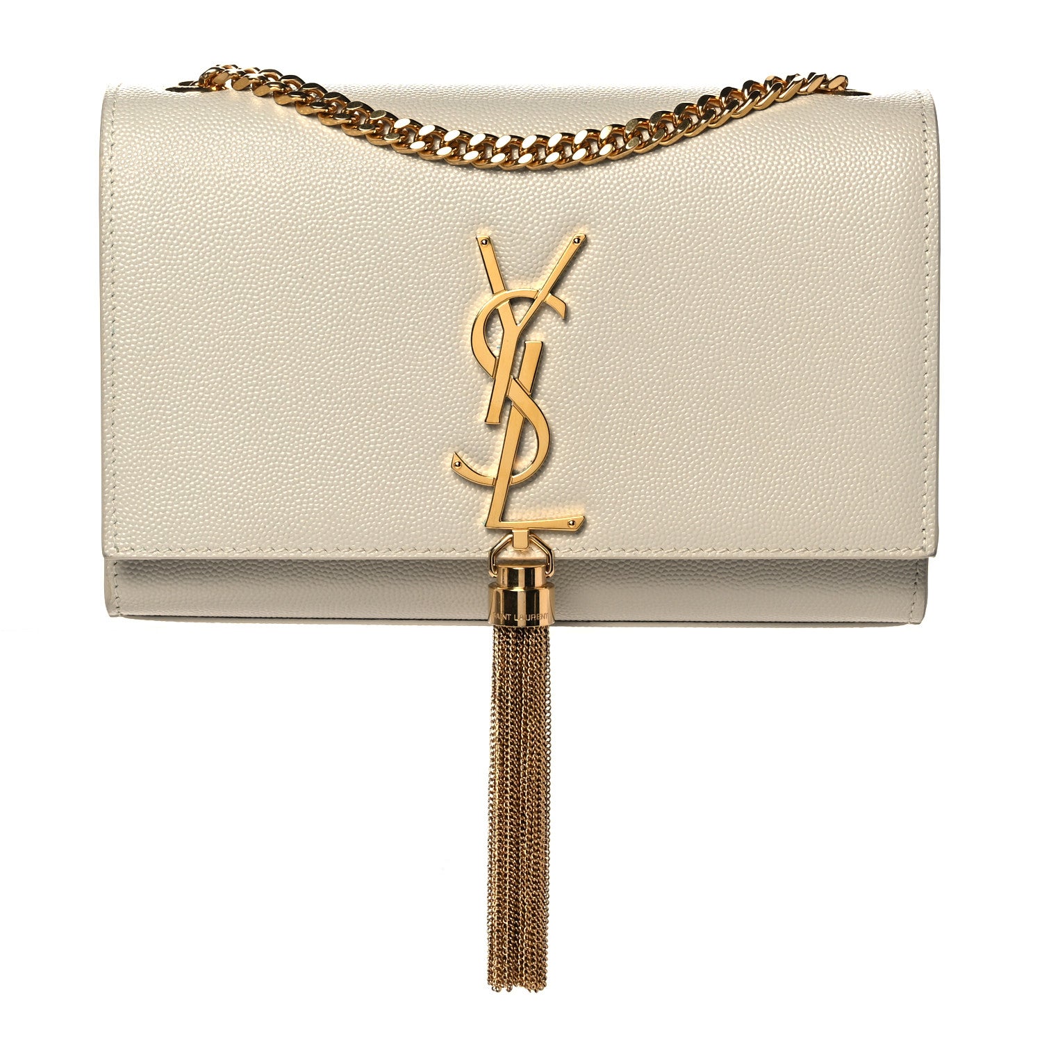 Saint Laurent Grain De Poudre Small Classic Monogram Kate Tassel Satchel Crema Soft 1 of 11