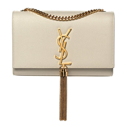 Saint Laurent Grain De Poudre Small Classic Monogram Kate Tassel Satchel Crema Soft 1 of 11