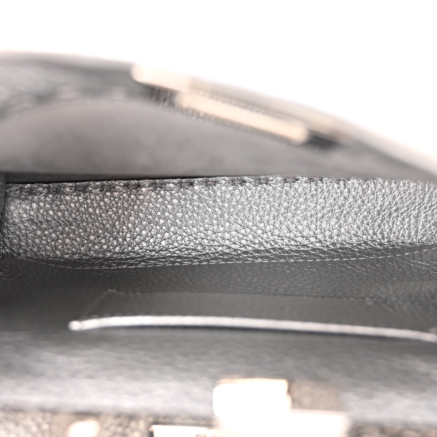 Fendi Cuoio Romano Lux Selleria Mini Peekaboo Iconic Satchel Argento 6 of 11
